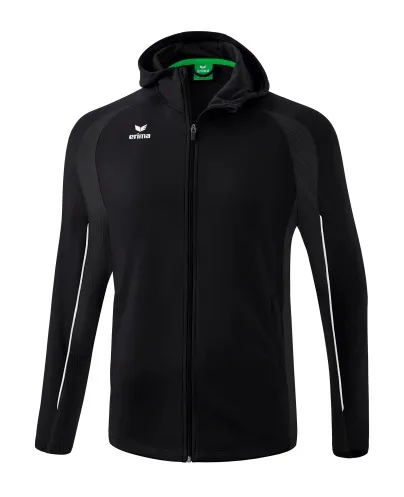Erima Trainingsjacke Liga Star mit Kapuze für Jungen, Größe 164 - Badmintonbekleidung für Jungen, strapazierfähiges und elastisches Funktionsmaterial sorgt für optimale Bewegungsfreiheit und Wärme mit hohem Kragen und praktischen Reißverschlusstaschen.