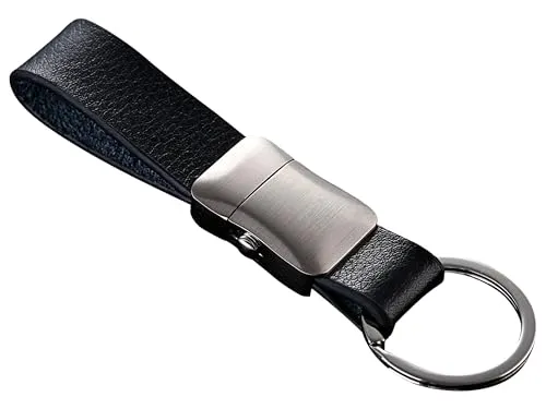 Cerbery® | Eleganter Schlüsselanhänger aus Leder mit Ringen und Geschenkbox | Schlüsselband Schlüsselbund Schlüsselhalter Schlüsselring Auto Foto Gravur Ring | Damen Herren | Geschenk (Silber)