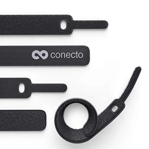 conecto Klett Kabelbinder 15cm Klettband mit Loop in schwarz von Conecto