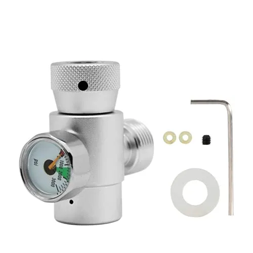 Jeffergarden CO2 Füllbehälter Adapter Zylinder Nachfülladapter Anschlusskit Adapter CO2 Zylinder Nachfuelladapter Set Tankflaschenanschluss Homebrew Kit(Silver Adapter with Meter)