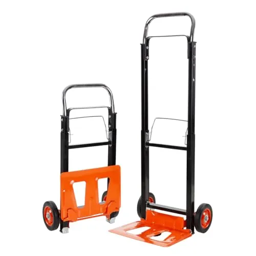BLACK+DECKER Klappbare Sackkarre BXWT-H305 - Handwagen mit 90KG Tragkraft - Transportwagen Klappbar - 42,5 x 38,8 x 97,5 cm - für Umzug, Hausarbeiten und Einkäufe - Stahl/Aluminium - Schwarz/Orange