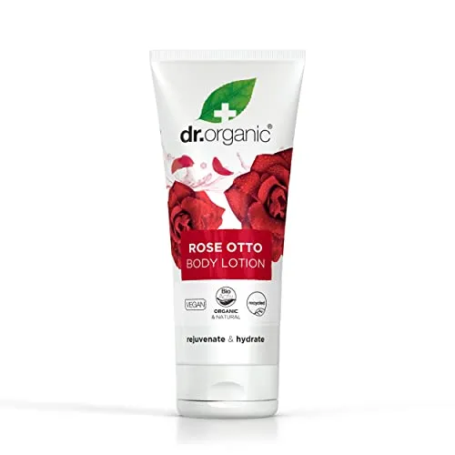 Dr Organic Rose Otto Lotion, Feuchtigkeitsspendend, Reife Haut, Für Männer, Für Frauen, Natürlich, Vegan, Tierversuchsfrei, Paraben- & SLS-frei, Recycelt & Recyclebar, Bio, 200ml
