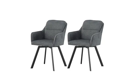 Mid.you Stuhl-Set Anthrazit mit drehbarer Sitzfläche - Stylisches Mid.you Stuhl-Set in Anthrazit, aus hochwertigem Textil, Größe 53x87x62 cm. Mit Oeko-Tex® Standard 100 und FSC 100% für nachhaltigen Genuss. Ideal für das Esszimmer!
