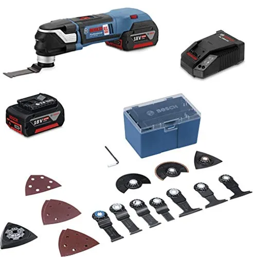 Bosch Akku-Multi-Cutter GOP 18V-28 mit 2 x 5.0 Ah Akku - Multifunktionswerkzeuge, kraftvoll und flexibel mit 18 V Akku-Technologie, ideal für präzise Schnitte und schnelle Wechsel zwischen verschiedenen Anwendungen.