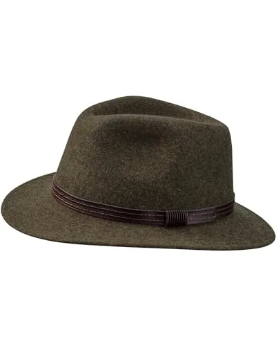 Parforce Traditional Hunting Wollfilz-Hut Oliv Melange 58 - Wetterfester Wollfilzhut, klein einrollbar und ideal für Outdoor-Aktivitäten. Aus echtem Haarfilz mit stilvoller Ledergarnitur.