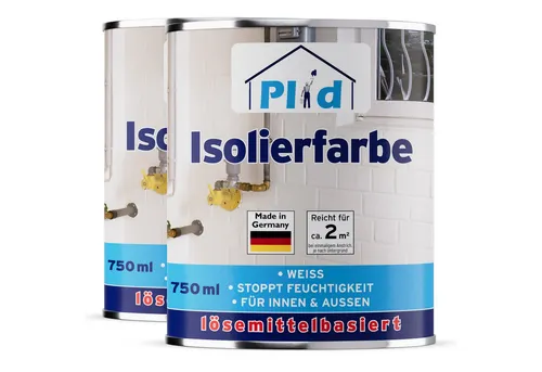 plid Nikotinsperre Isolierfarbe LH - Schnelltrocknend und effektiver Feuchteblocker - Farben: Isoliert dauerhaft Nikotin-, Wasser- und Rußflecken, ideal für mineralische Untergründe. Schnelltrocknend für eine schnelle Weiterverarbeitung.