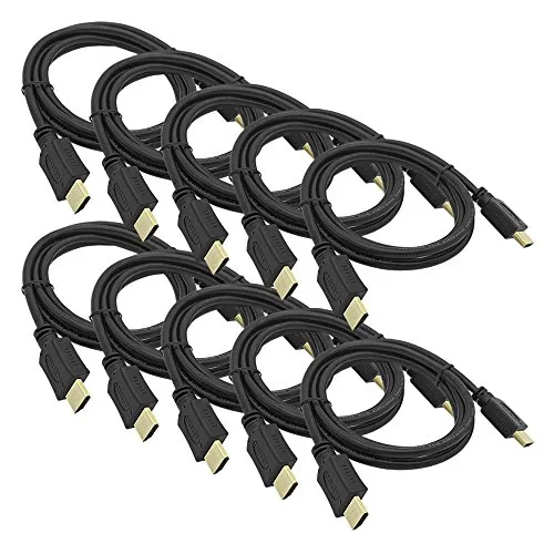 10x 1,5 m HDMI Kabel 2160p HD 4K vergoldet - HiFi-Kabel: 10 Stück hochwertige 1,5m HDMI Kabel mit vergoldeten Steckern für eine optimale Signalübertragung und 4K UHD Unterstützung.