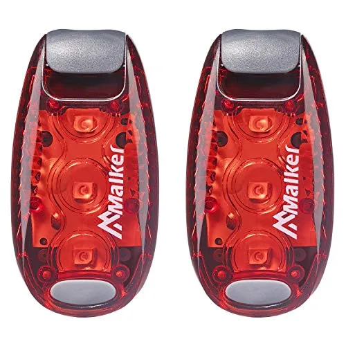 Malker LED Blinklicht Sicherheitslicht Set Sicherheit Licht für Kinder Schulranzen Nachtläufer Bergsteiger Hunde Leuchtanhänger mit Batterien Clip Dauerlicht und Blinklicht 2er（Rot