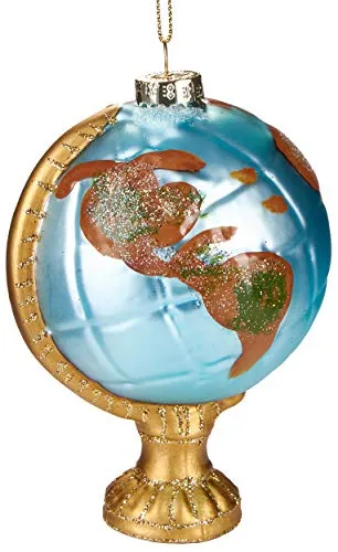 BRUBAKER Globus - Handbemalte Weihnachtskugel aus Glas - Mundgeblasener Christbaumschmuck Figuren lustig Deko Anhänger Baumkugel - 11 cm