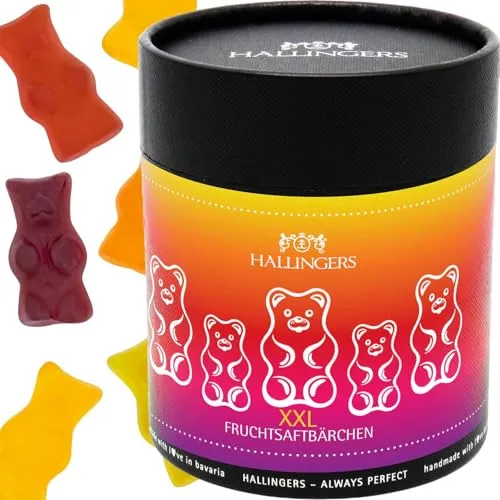 Hallingers Große Gummibärchen handgemacht, Fruchtsaftbären Geschenk für Kinder und Erwachsene - Made in Germany