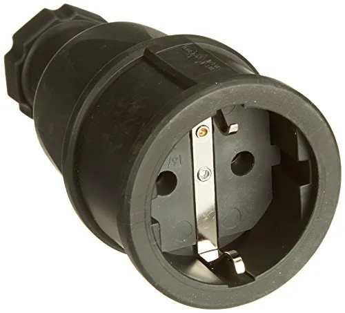 Produktbild PCE Vollgummi-Schutzkontakt-Kupplung 40554L Schwarz 250 V~ / 16 A IP 20