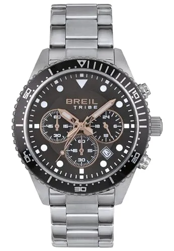 Breil Uhr Herren SAIL Ziffernblatt GRAU Bewegung Chrono Quartz e Bracelet Stahl Silber EW0580