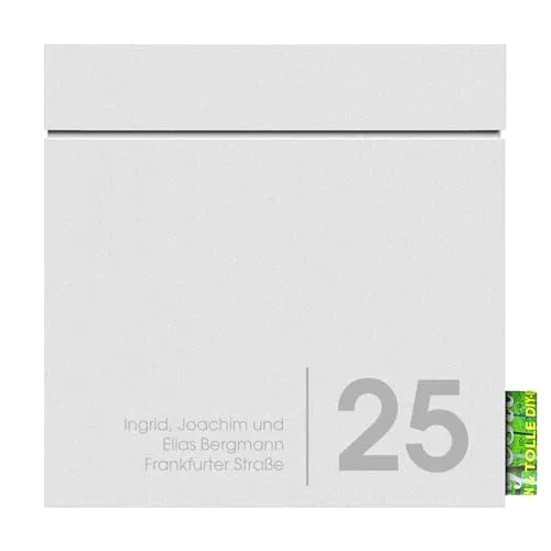 Design-Briefkasten Weiss mit Zeitungsfach personalisiert Postkasten mit Zeitungsrolle MOCAVI Box 713 9003 NF72a Wandbriefkasten RAL 9003 matt Weiss Postbox modern wetterfest