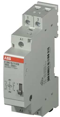 ABB E290-16-11/230 Stromstoßschalter 1NC+1NO - Sonstige Elektroinstallationsartikel mit energiesparender Beleuchtungssteuerung, ideal für Lichtsteuerung von mehreren Orten und mechanisch haltender Schaltstellung bei Spannungsausfall.