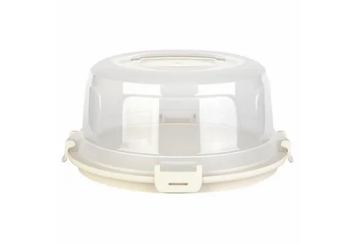 Engelland Kuchentransportbox mit Griff, Deckel und 4-fach Klick-Verschluss, rund, Kunststoff, (36,50 cm x H 17,50 cm, BPA-frei), spülmaschinengeeignet, lebensmittelecht, Stückeinteilungshilfe