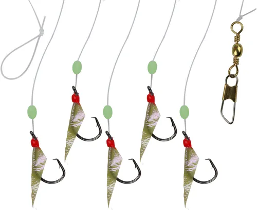 Meeres Heringsvorfach Paternoster Zirkelhaken Circle Hook Fischhaut Leuchtperlen