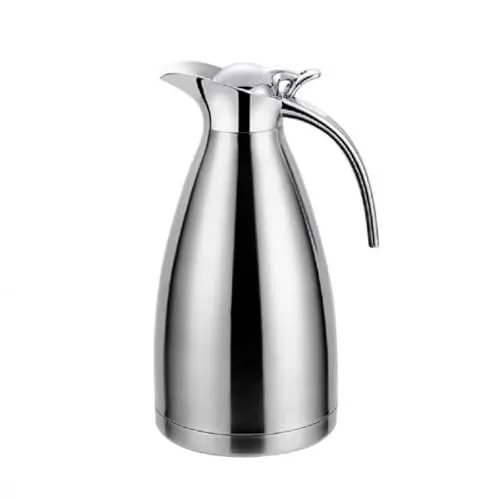 Thermoskanne Isolierkanne Kaffeekanne 2 Liter (Silber) - Hochwertige Thermoskanne für heiße und kalte Getränke, mit einem großzügigen Volumen von 2 Litern. Ideal für unterwegs und leicht zu reinigen.