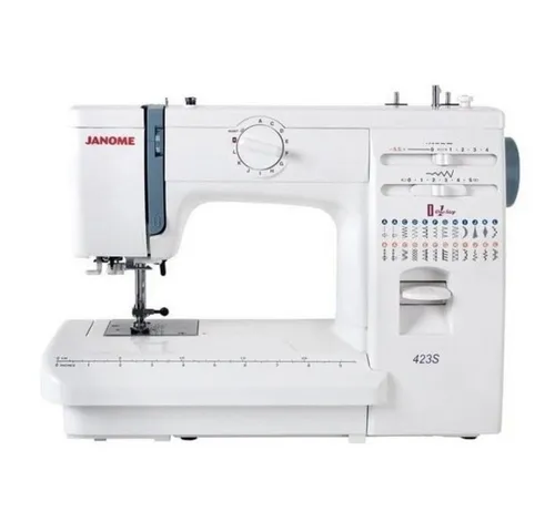 Janome Nähmaschine Modell 423S - 23 Programme für kreative Nähprojekte - Nähmaschinen, Topmodell der 400er Baureihe mit 23 Programmen, bietet hohen Nähkomfort und ein automatisches Knopfloch für müheloses Nähen.