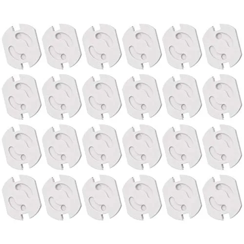 WELLGRO Steckdosen Schutz - mit Drehmechanik, selbstklebend, weiß - Kindersicherung - Menge wählbar, Stückzahl:24 Stück