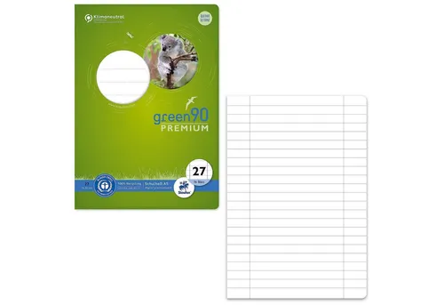 Staufen Schulheft STAUFEN Green Schulheft Lin27 A5 16 Blatt 90g/qm 9mm liniert mit Randl