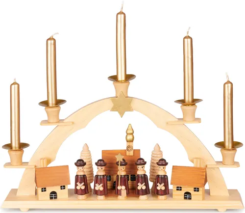 BRUBAKER Schwibbogen für Kerzen - Sternsinger 32 cm - Weihnachtlicher Zierschmuck mit traditionellem Design, ideal für stimmungsvolle Dekoration und Platz für 5 Kerzen für ein warmes Licht in jedem Raum.