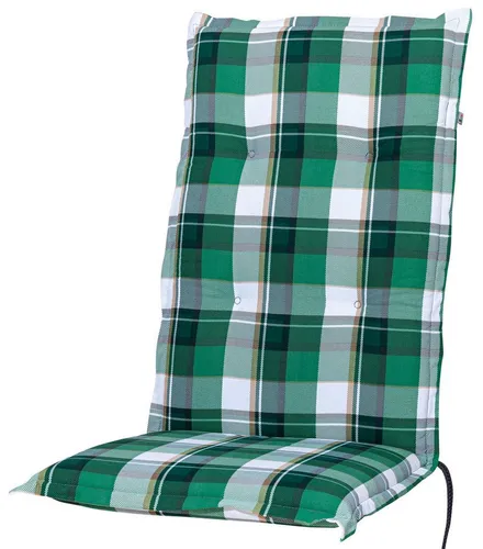 KETTtex Hochlehnerauflage Hochlehner Milano 2397 grün-weiß kariert 120x49x6 cm KETTtex, (1 St), Halteband verstellbar mit Bindebändern