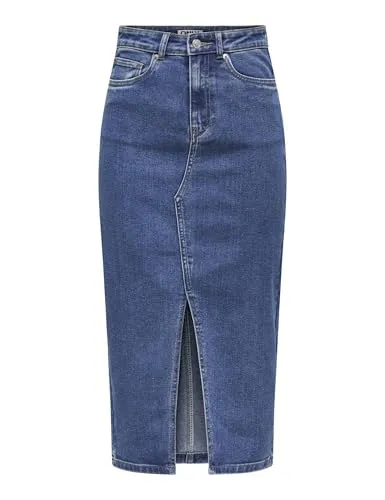 ONLY Onlsiri Front Slit Skirt DNM Gua Noos - Stylischer Jeansrock für Damen von ONLY mit modischem Schlitz, perfekt für lässige Outfits und den Sommer.