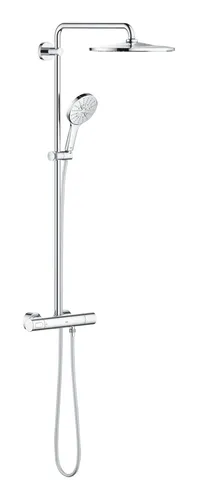 Grohe Rainshower Duschsystem 26647000 - Chrom Duscharm & Thermostat - Brausegarnituren mit schwenkbarem Duscharm, Aquadimmer für komfortable Strahlumstellung und CoolTouch-Technologie für Sicherheit. Genießen Sie ein luxuriöses Duscherlebnis!