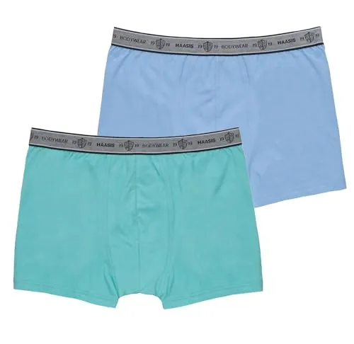 HAASIS Bodywear, Herren Pants 2er Pack ohne Eingriff, doppelter Fronteinsatz, Single Jersey, Bio Baumwolle/Elasthan, Webgummibund mit eingewebtem Logo, Made in Europe, Größe:2XL, Farbe:Mehrfarbig