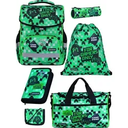 Familando Schulranzen-Set 6-teilig BASIC-PLUS GAMER PIXEL