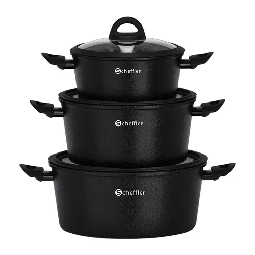 6-tlg Topfset Induktion 20/24/28 cm - Sets, Antihaftbeschichtung für müheloses Kochen und einfache Reinigung, ideal für alle Herdarten inklusive Induktion.
