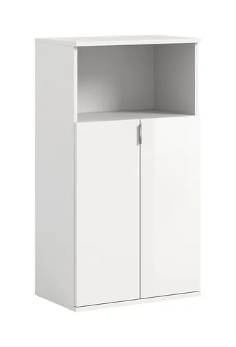 freiraum Schuhkommode Projekt X, 2 Türen, 4 Böden, weiß / weiß hochglanz - 60x110x37cm (BxHxT)