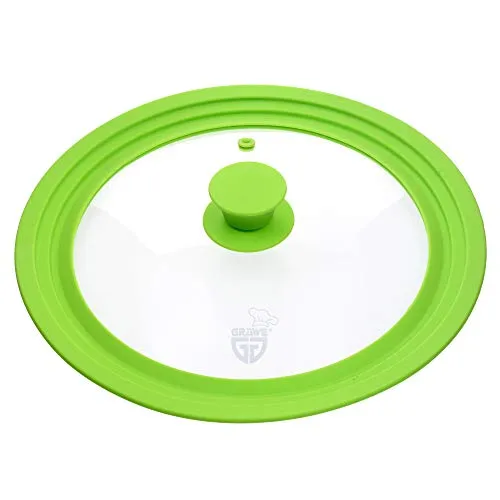 GRÄWE Universaldeckel für Pfannen & Töpfe Ø 24-28 cm, Deckel aus gehärtetem Glas mit Silikonrand, spülmaschinengeeignet - Grün