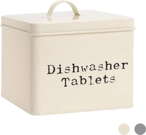 Harbour Housewares Industrie Geschirrspüler Tablet-Speicher-Zinn - Vintage Style Stahl Küche Storage Caddy mit Deckel - Creme