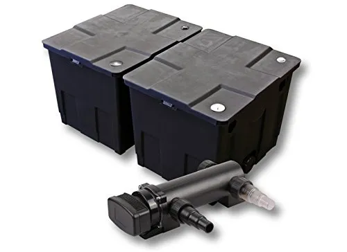 SunSun Komplettset: CBF-350B Teichfilter bis 60000 L Teichfilteranlage als Durchlauffilter, CUV-318 Teichklärer UVC Klärer mit 18 Watt UV-C Leistung