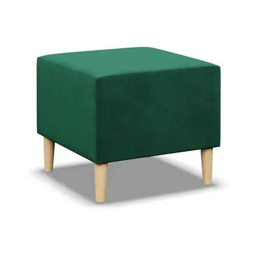 Mebligo - Puff Hocker BLANK, Fußhocker für Sessel, Couch Hocker, Sofa Hocker, Sitzhocker, Hocker Wohnzimmer, Bequemer Hocker als Auflage, Sitzpuff, Beine und Tisch - 51x51x40cm Dunkelgrün