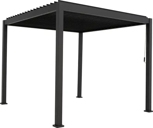 Mirador Pergola Deluxe 3x3 Anthrazit: Elegante Gartenüberdachung - Pavillon mit Lamellendach, 3x3 m, aus robustem Aluminium, ideal für stilvolle und flexible Schattenlösungen im Garten.