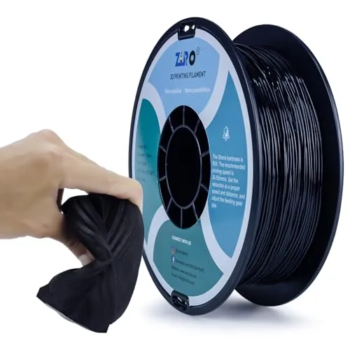 ZIRO 3D Drucker Filament 1.75mm TPU Flexibel Filament 0.8KG Spool, Maßgenauigkeit +/- 0.05mm, Flexible Schwarz