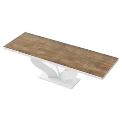 Design Esstisch Tisch HEB-222 Hochglanz ausziehbar 160 bis 256 cm - Naturbelassen