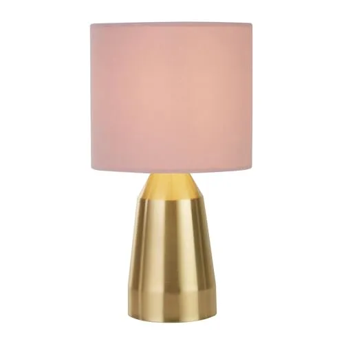 Licht-Erlebnisse Tischleuchte Stoff Metall H: 33 cm Ø 18 cm klein Rosa Gold E14 Modern Nachttischlampe Schlafzimmer Tischlampe Wohnzimmer