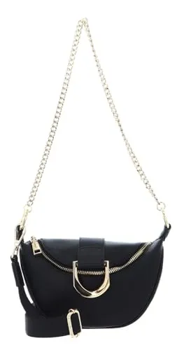 Seidenfelt Sonka Umhängetasche 19 cm black/gold - Stilvolle Umhängetasche mit anpassbarem Tragegurt, ideal für den modischen Auftritt und sicheres Verstauen Ihrer Essentials. Maße: 19 x 13 x 7,5 cm.