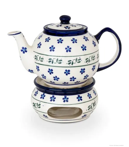 Bunzlauer Keramik Stövchen + Teekanne 1.0L, Dekor 163a von Bunzlauer Keramik