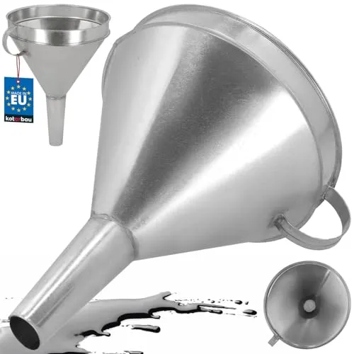 KOTARBAU® Trichter Metaltrichter verzinkter Stahl Gerade Trichter Groß ⌀ 23 cm Einfülltrichter mit Sieb für Öl und Kraftstoff verzinkt Benzin Funnel Trichter aus Stahl