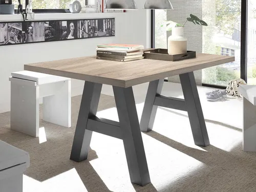 Esstisch Eiche Sägerau-Graphit 140 cm - Tische & Stehtische – Moderner Küchentisch in Eiche Sägerau-Graphit, ideal für gemütliche Essecken und Speditionslieferung bis in die Wohnung.