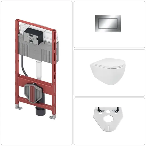 Wand WC spülrandlos SoftClose WC-Sitz & TECE Vorwandgestell+Drückerplatte