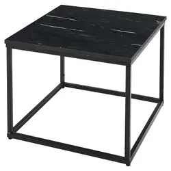 Carryhome Couchtisch Schwarz aus Stein, 60x46x60 cm - Eleganter quadratischer Couchtisch aus hochwertigem Stein in Schwarz, perfekt für stilvolle Wohnzimmer.