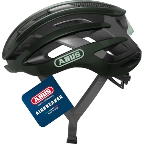 ABUS AirBreaker moss green L - Fahrradhelm mit innovativem Multi Speed Design für optimale Aerodynamik und Belüftung, ideal für Radprofis bei jeder Etappe.