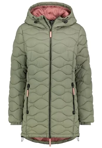Sublevel Steppmantel Washed Olive D51160X44522A3 -S - Praktischer Steppmantel mit Reißverschlusstaschen und verstellbarer Kapuze. Ideal für Freizeit- und Outdoor-Aktivitäten. Der 2-Wege-Reißverschluss sorgt für Komfort in der Übergangszeit.
