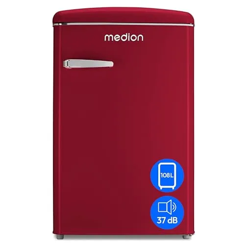 MEDION Retro Kühl-Gefrierkombination MD 37790 - 95L Kühlschrank, 13L Gefrierfach, stilvoller Hingucker in Velvet Rouge oder Miinty Green