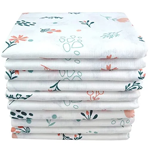M.M.C. Mulltücher mit Natur Motiven 10er Pack - Vielseitige Spucktücher für Babys - Mulltücher 70x80 cm aus 100% Baumwolle, extrem saugstark und kuschelweich. Ideal als Spucktuch, Stillhilfe oder Wickelunterlage. Öko-Tex zertifiziert für höchste Qualität.